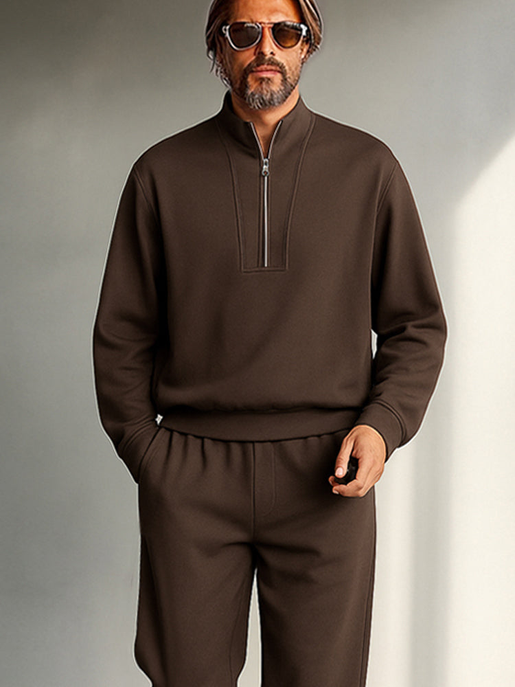 Minimalist Mock Neck Top Straight Pant Set