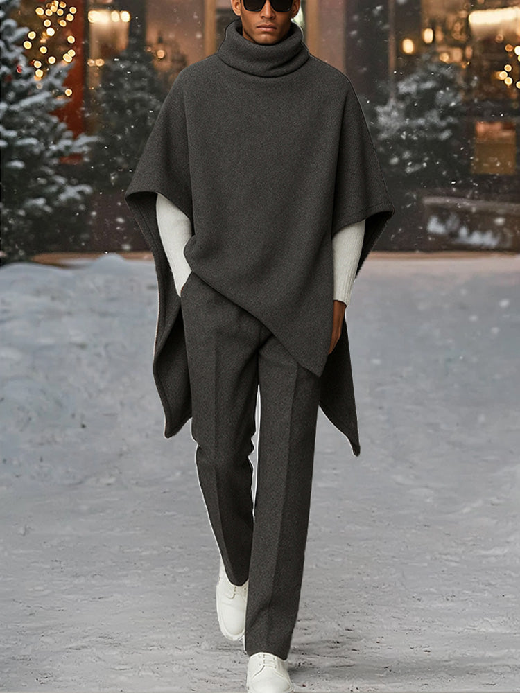 Urban Turtleneck Cloak Cape and Pants Set
