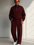 Casual Vertical Stripe Matching Set
