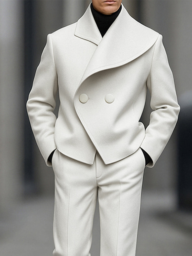 Stylish Asymmetry Design Blazer Pants Set