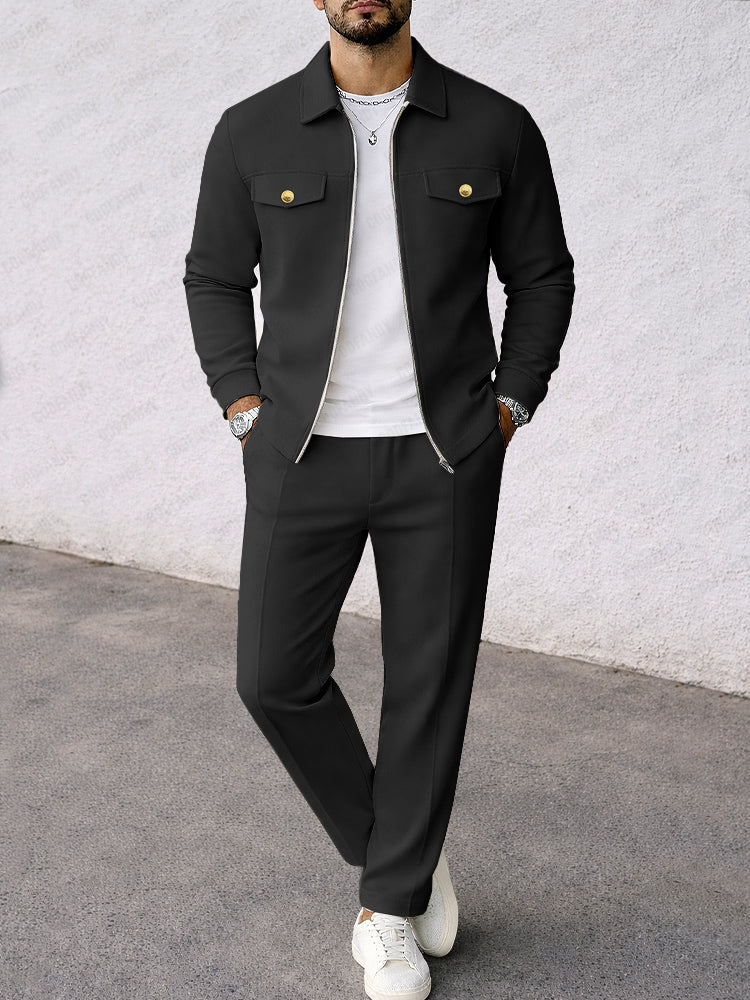 Classic Suede Jacket and Pants Set