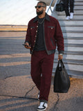 Urban Casual Contrast Tweed Jacket Pants Set