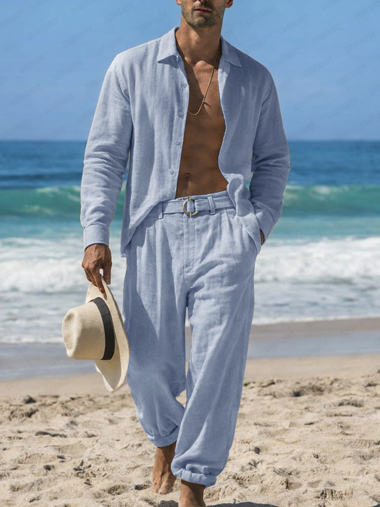 Casual Comfy 100% Cotton Shirt Pants Set