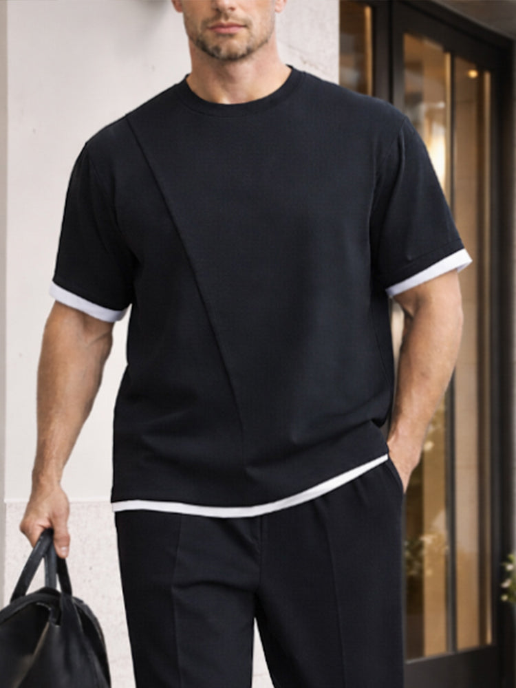 Casual Fake 2-Piece T-shirt Pants Set