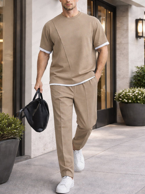 Casual Fake 2-Piece T-shirt Pants Set