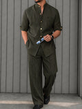 Essential Urban Casual Pinstripe Shirt and Pants Set