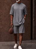 Casual Loose Pleated Front T-Shirt Shorts Set
