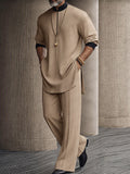 Casual Relaxed Contrast Detail Shirt Pants Set
